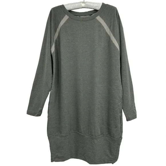NEW Prana Ashy Gray Rosie Sweatshirt Dress Long Sleeves Banded Hem Size Small - Picture 4 of 6